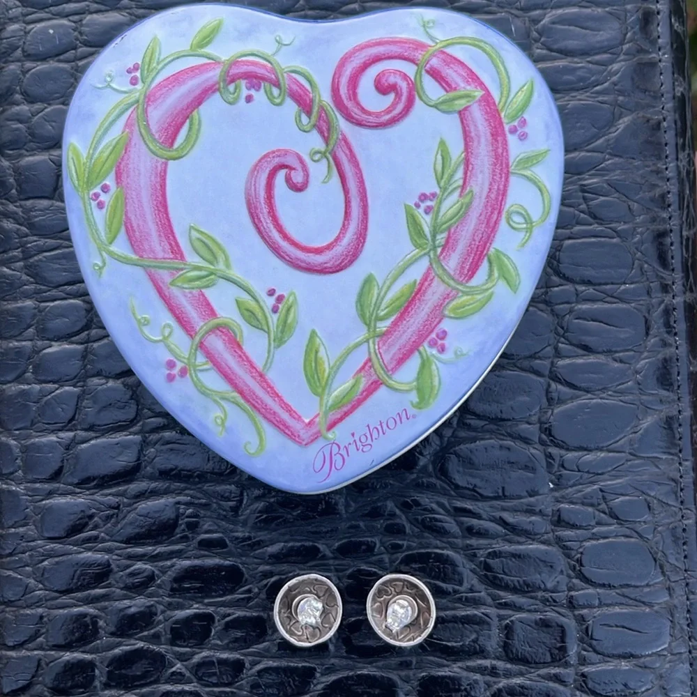 Brighton Stud Earrings Dome‎ Silvertone Post Backs Beeds